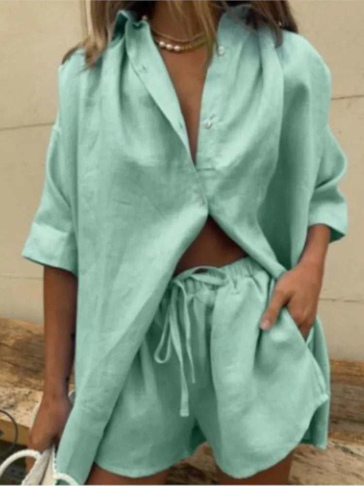 Lauxs Women's - Cotton Linen Summer Ensemble