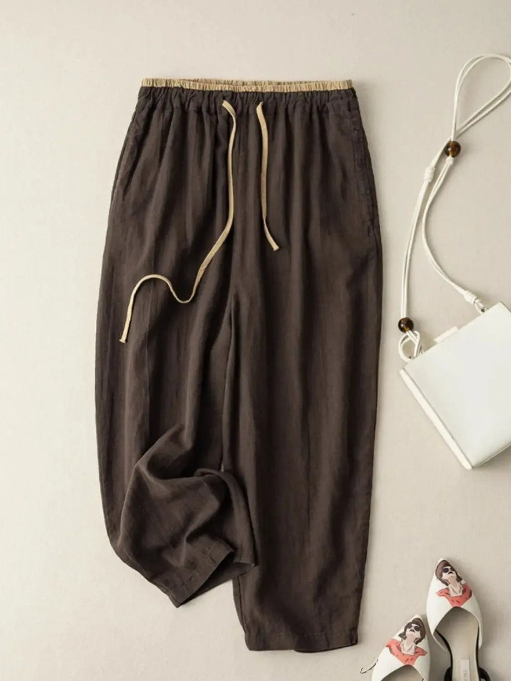 Elegant Cotton Linen Harem Trousers by Lauxs