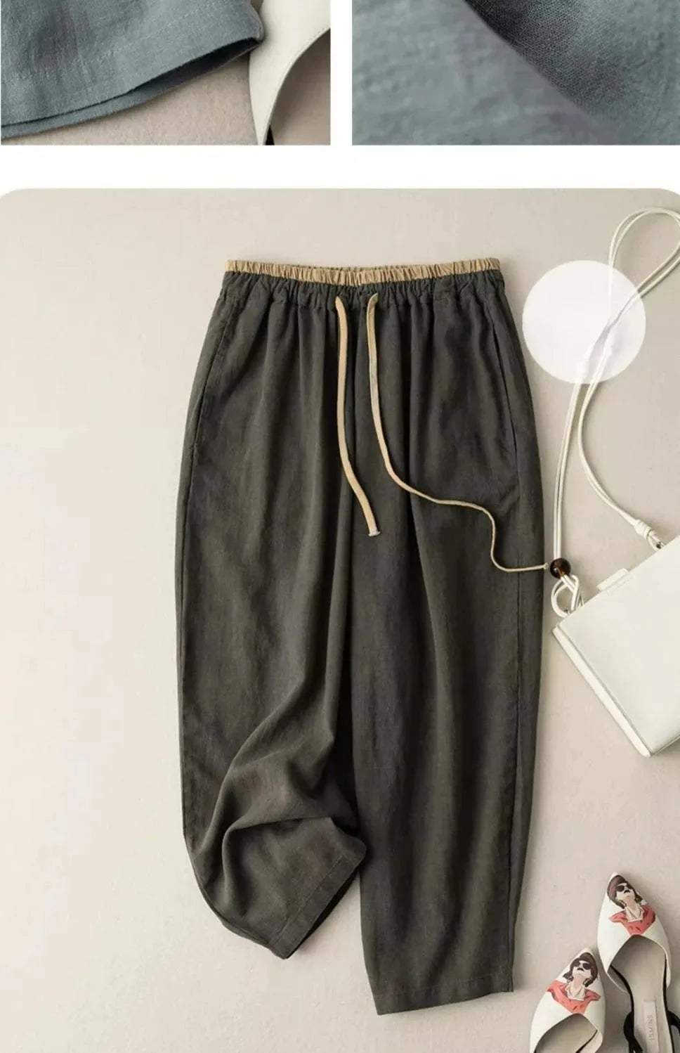 Elegant Cotton Linen Harem Trousers by Lauxs