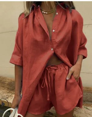 Lauxs Women's - Cotton Linen Summer Ensemble