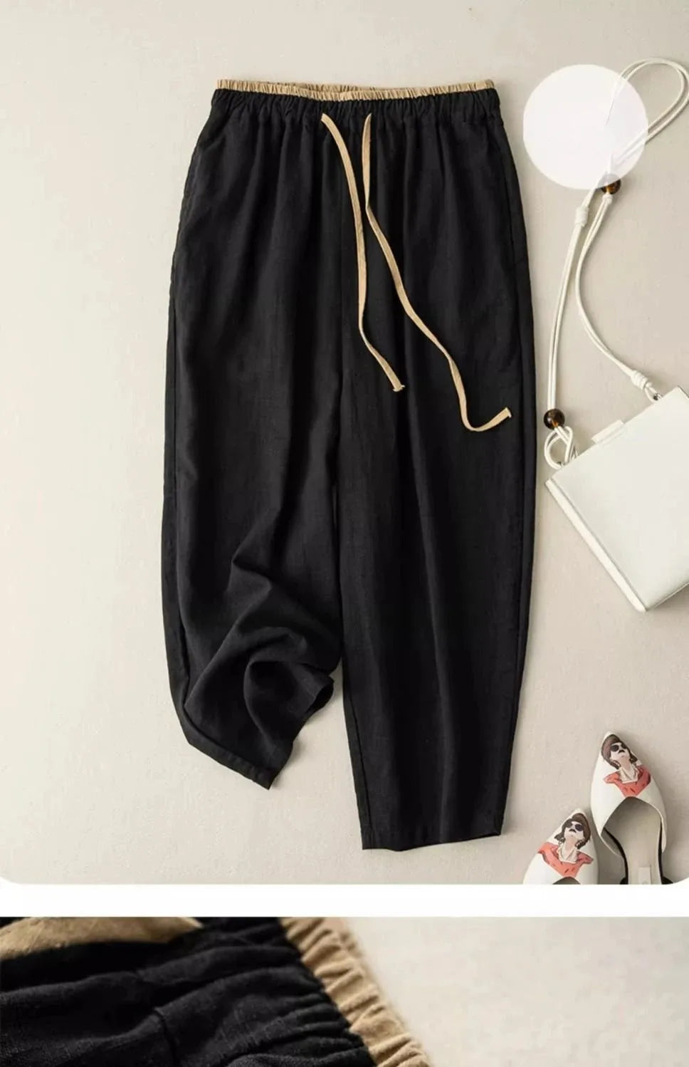 Elegant Cotton Linen Harem Trousers by Lauxs