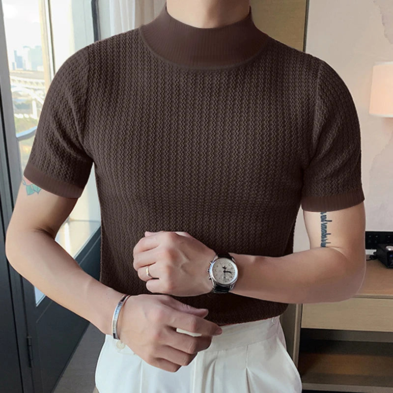 Men's Textured High-neck Tee by Lauxs