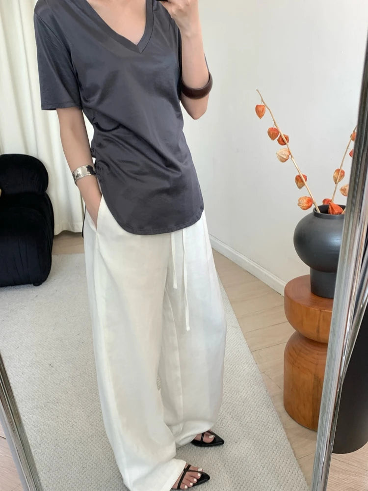 Lauxs - Elegant Linen Wide-Leg Trousers