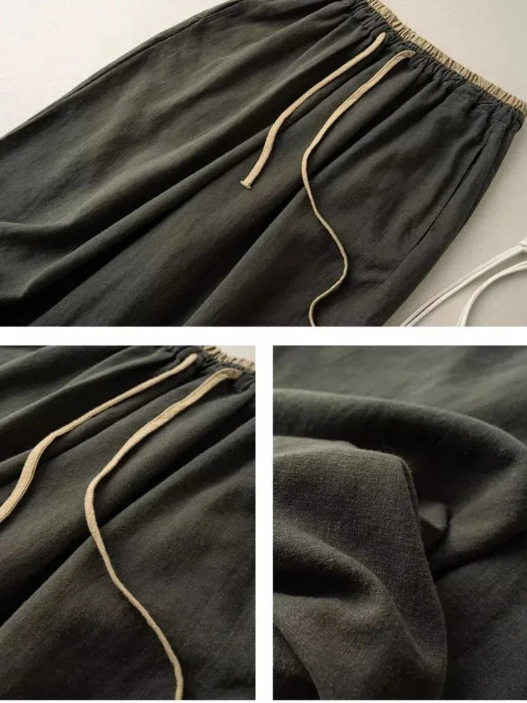 Elegant Cotton Linen Harem Trousers by Lauxs