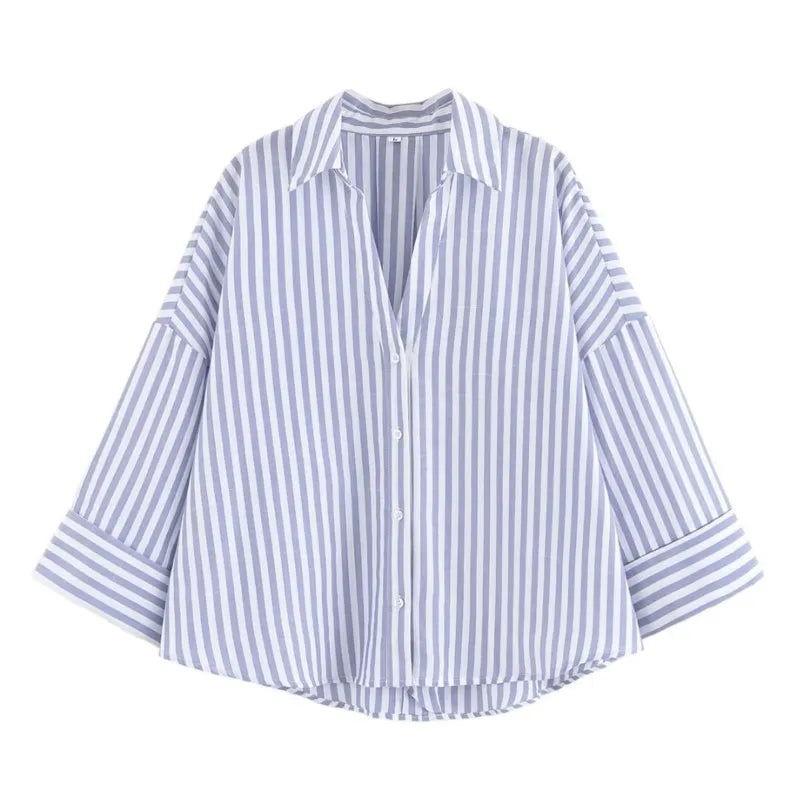 Lauxs Women's - Elegant Wide Sleeve Linen Blouse