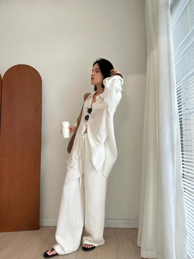 Lauxs - Elegant Linen Wide-Leg Trousers