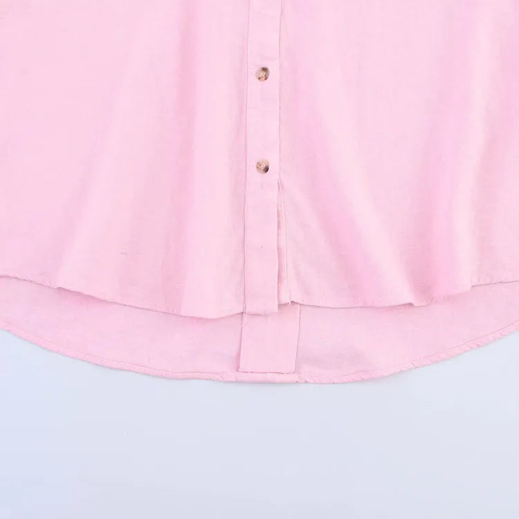 Lauxs Women's - Elegant Wide Sleeve Linen Blouse