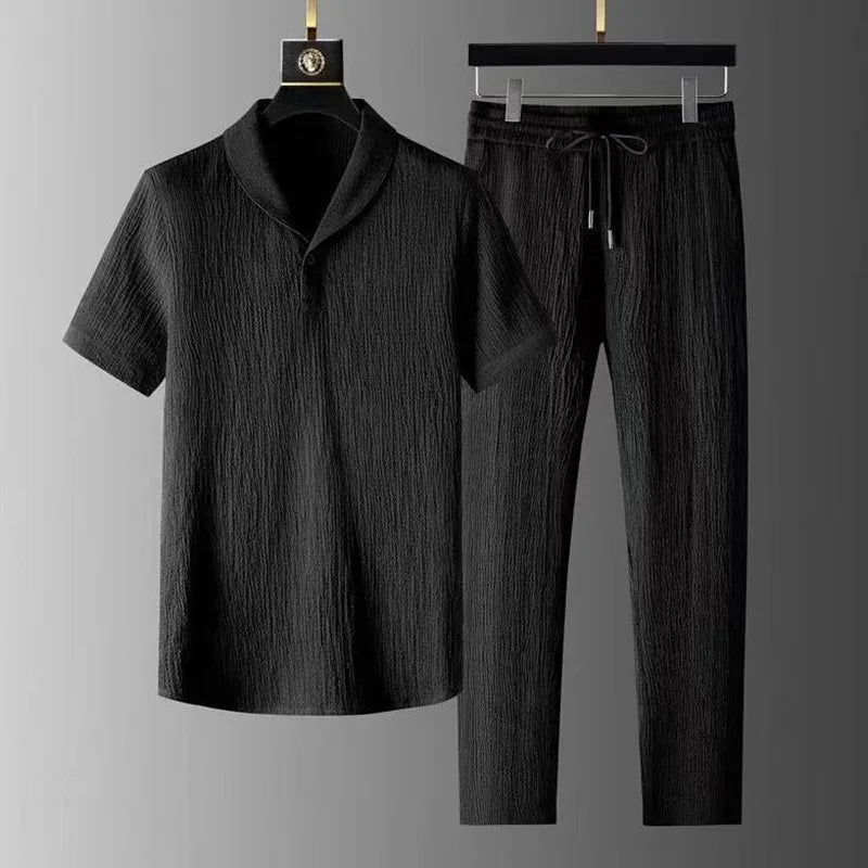 Lauxs Ice Silk Linen Summer Elegance Set
