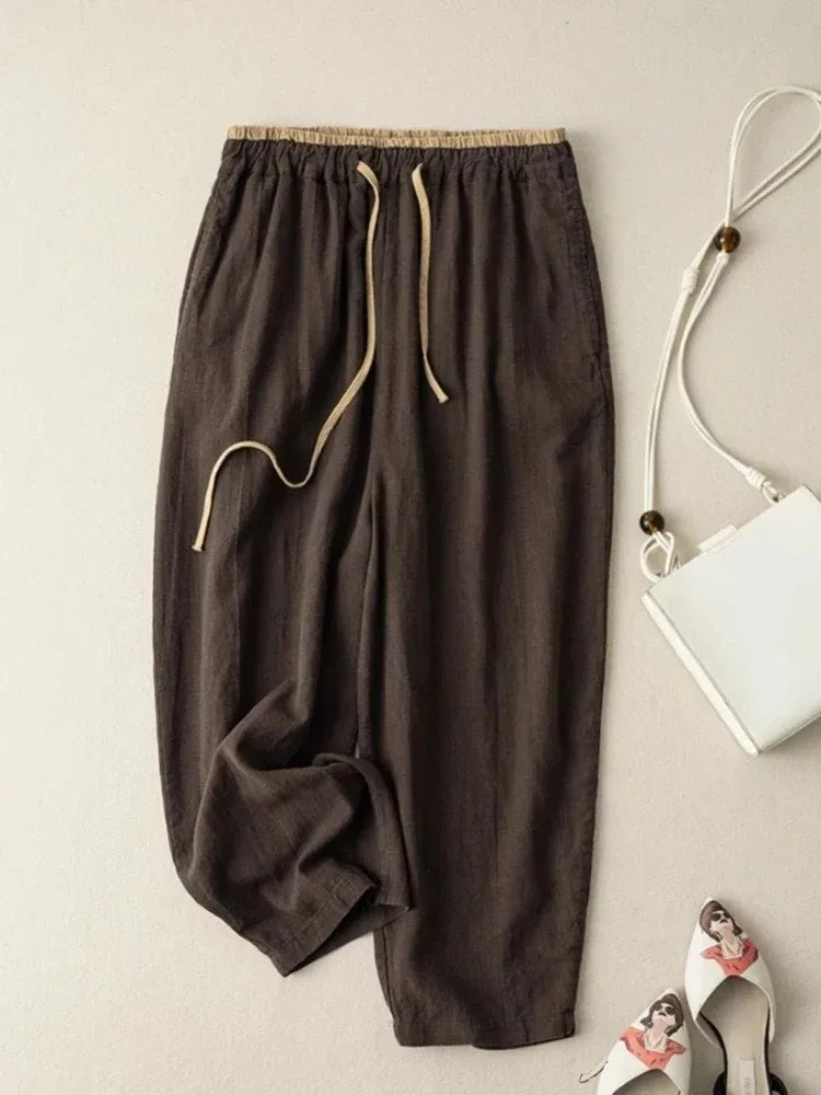 Elegant Cotton Linen Harem Trousers by Lauxs