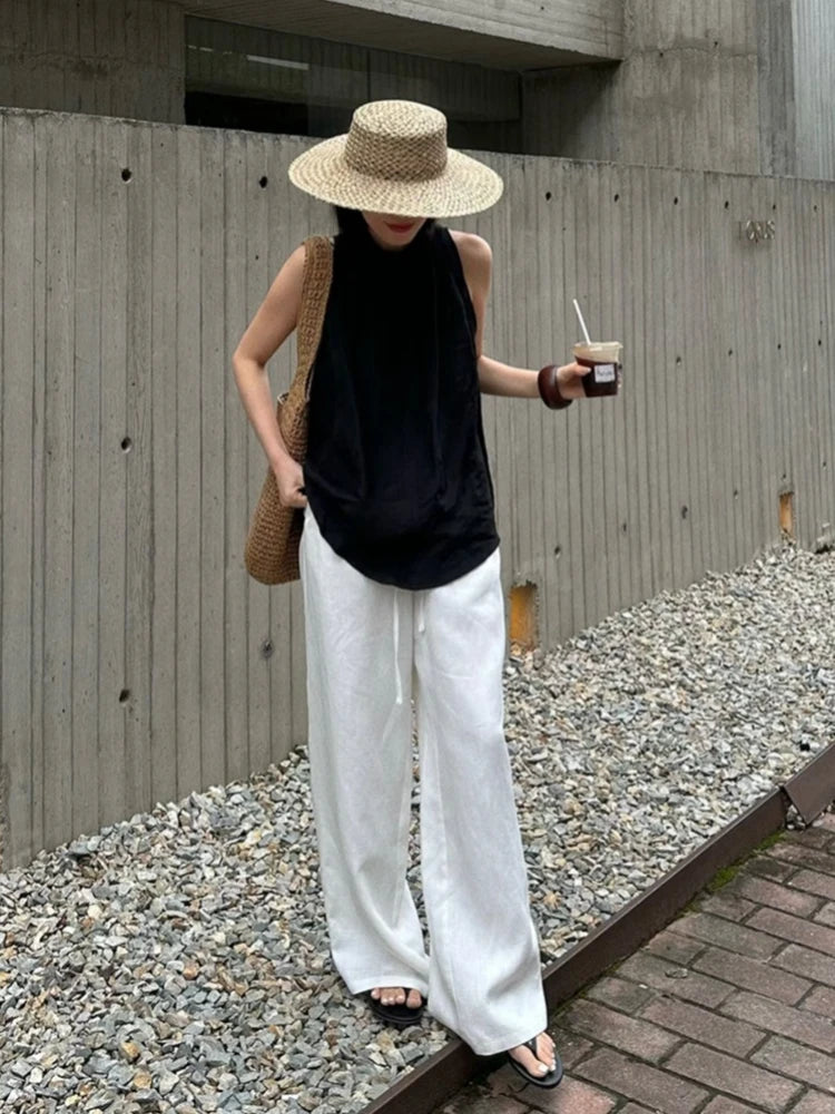 Lauxs - Elegant Linen Wide-Leg Trousers