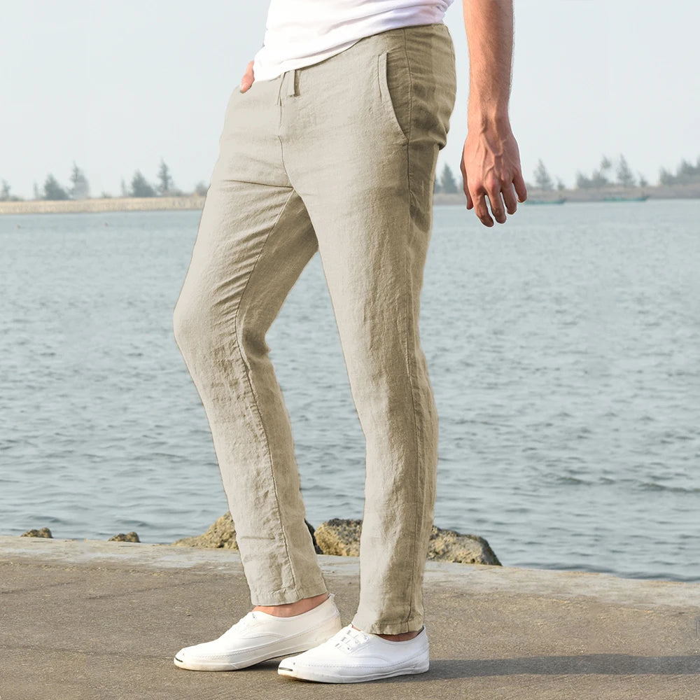 Lauxs Men's - Sophisticated Cotton and Linen Trousers