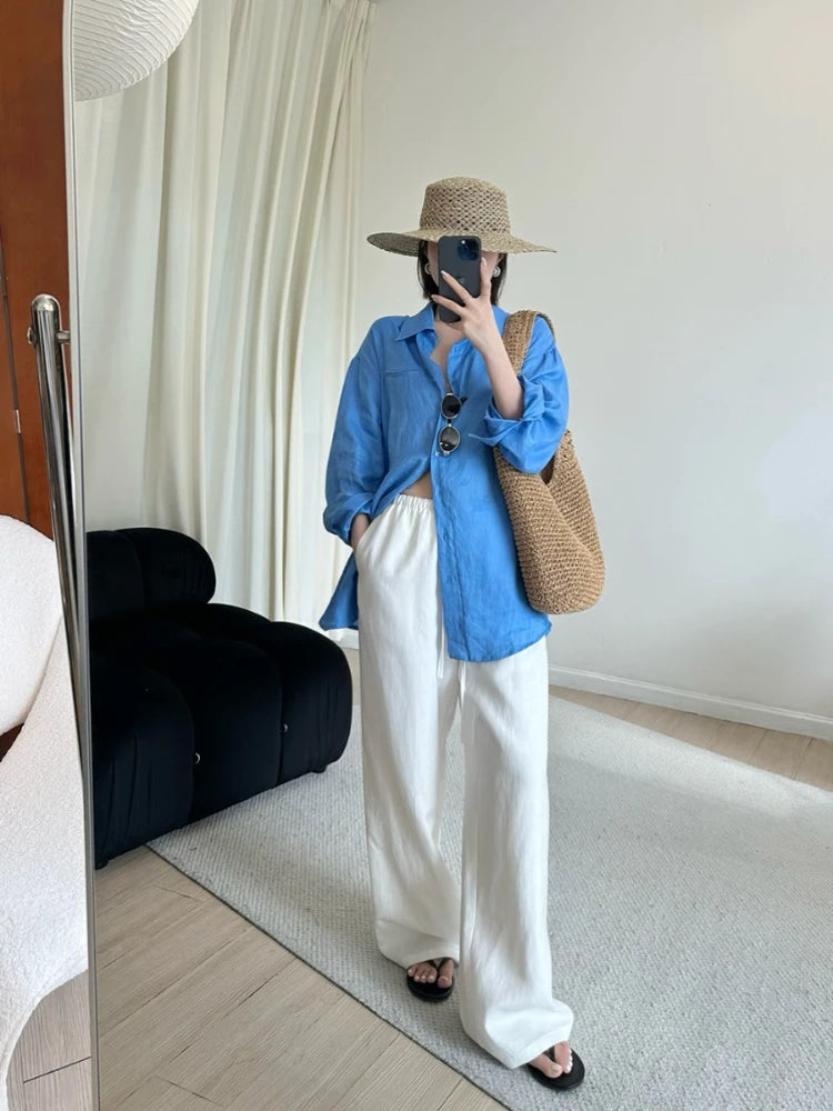 Lauxs - Elegant Linen Wide-Leg Trousers