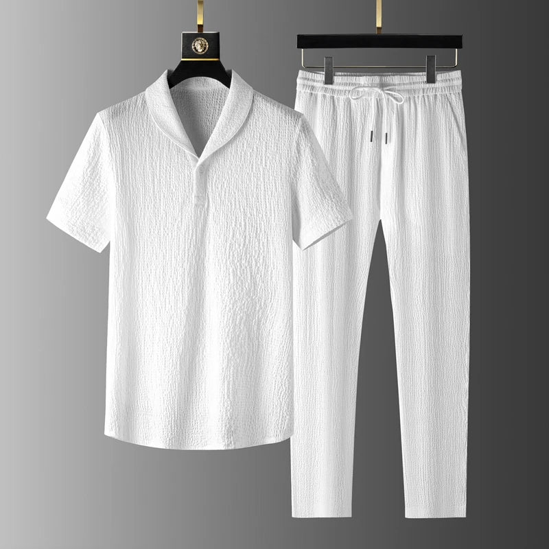 Lauxs Ice Silk Linen Summer Elegance Set