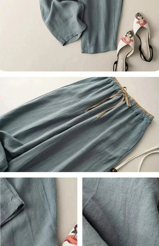 Elegant Cotton Linen Harem Trousers by Lauxs