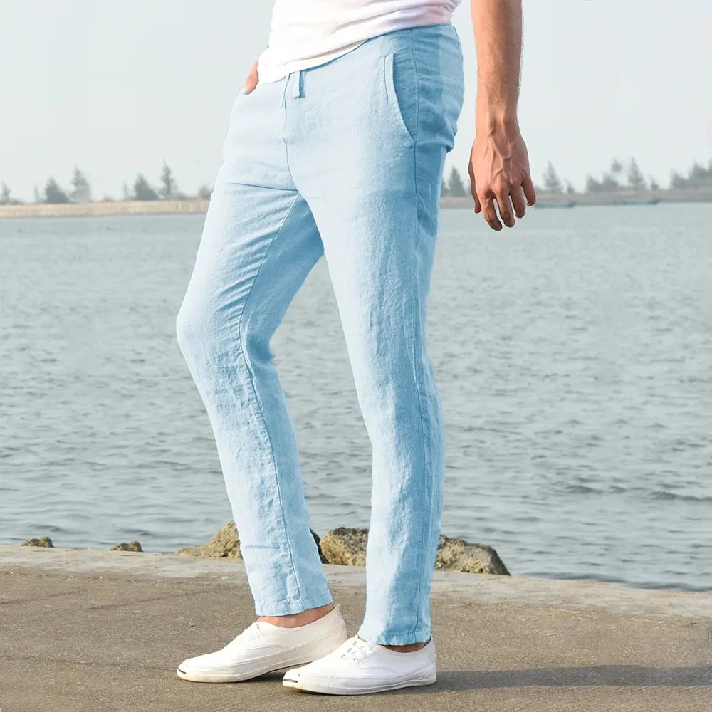 Lauxs Men's - Sophisticated Cotton and Linen Trousers