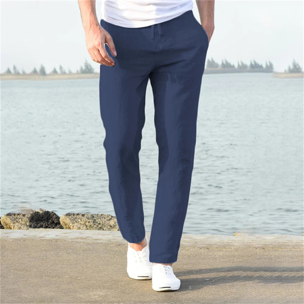 Lauxs Men's - Sophisticated Cotton and Linen Trousers