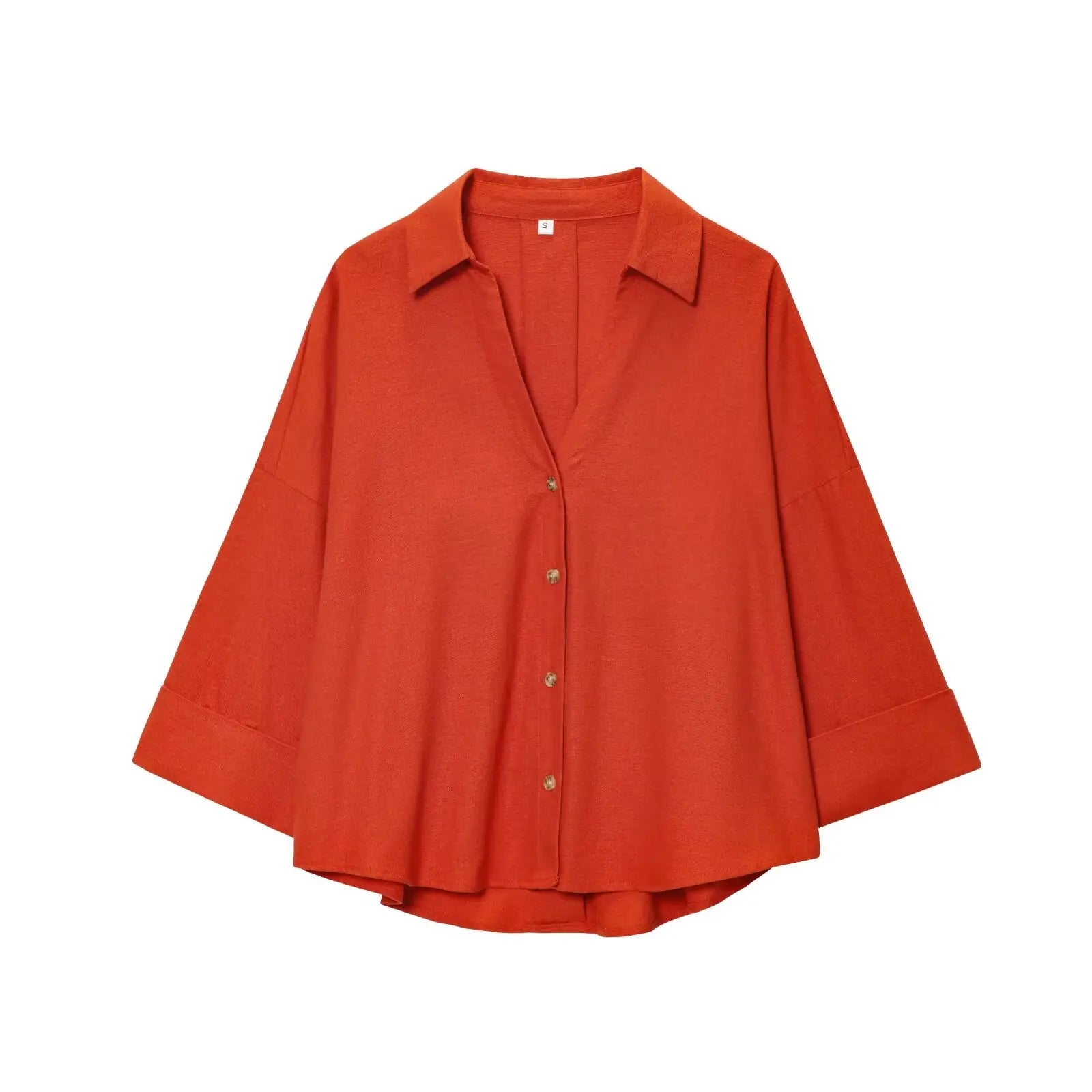 Lauxs Women's - Elegant Wide Sleeve Linen Blouse