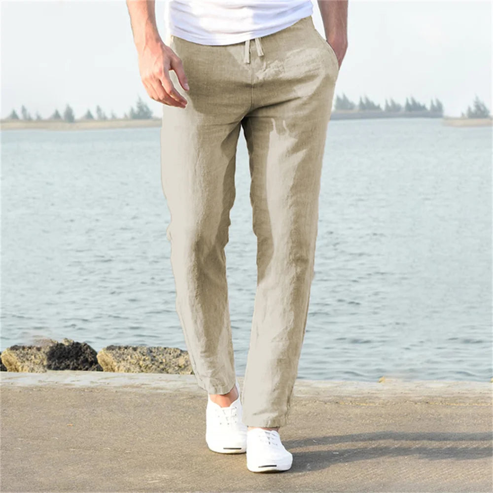 Lauxs Men's - Sophisticated Cotton and Linen Trousers