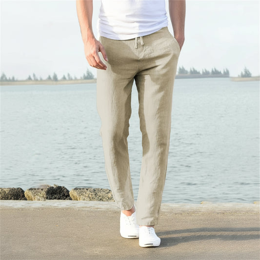 Lauxs Men's - Sophisticated Cotton and Linen Trousers