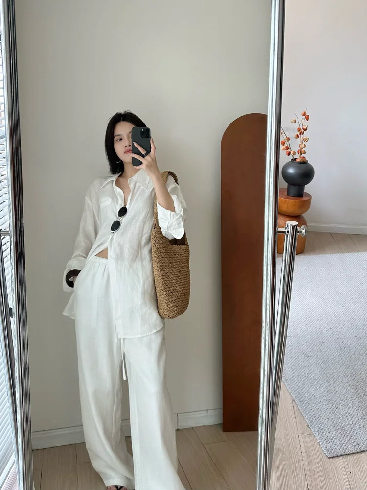 Lauxs - Elegant Linen Wide-Leg Trousers