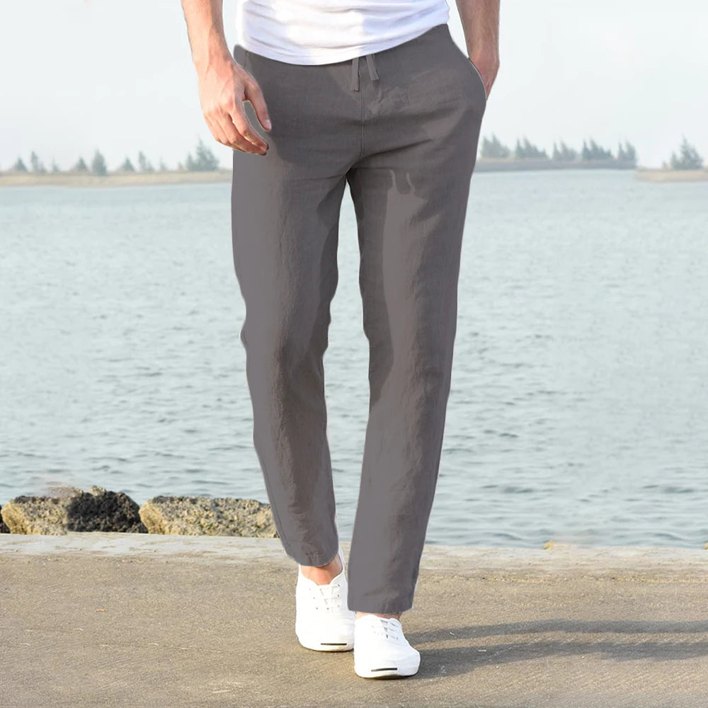 Lauxs Men's - Sophisticated Cotton and Linen Trousers