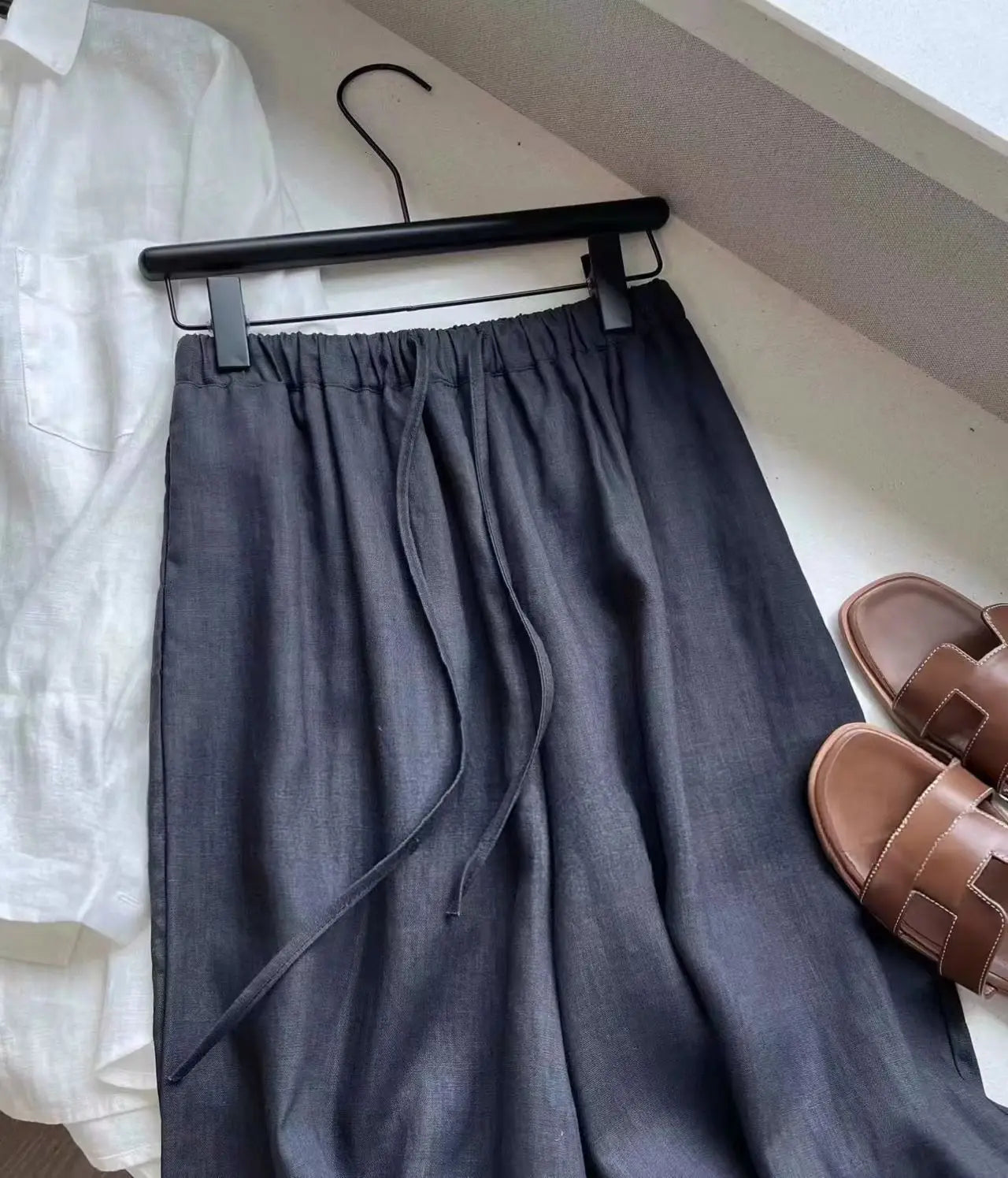 Lauxs - Elegant Linen Wide-Leg Trousers
