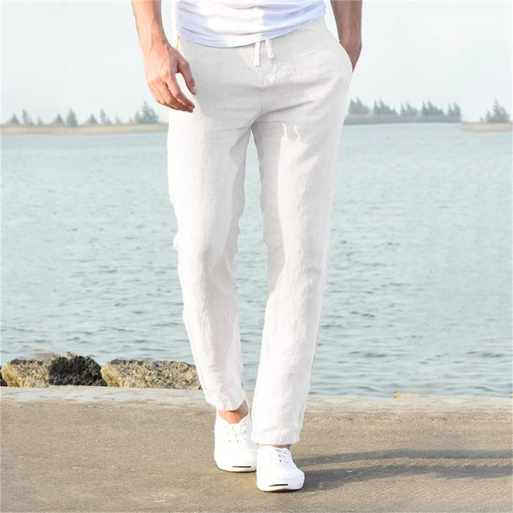Lauxs Men's - Sophisticated Cotton and Linen Trousers