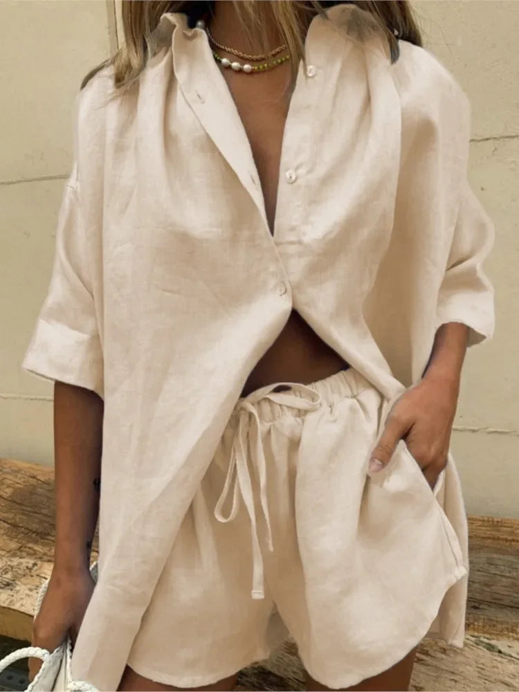 Lauxs Women's - Cotton Linen Summer Ensemble