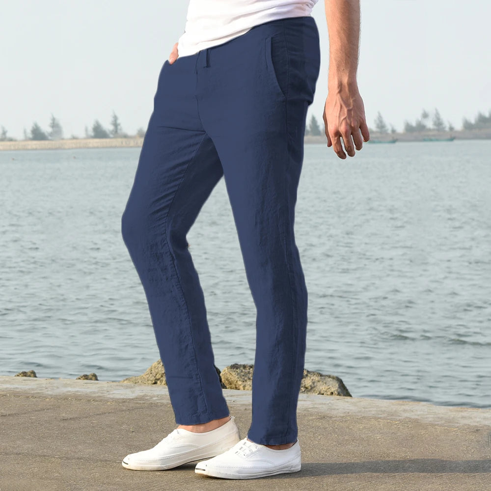 Lauxs Men's - Sophisticated Cotton and Linen Trousers