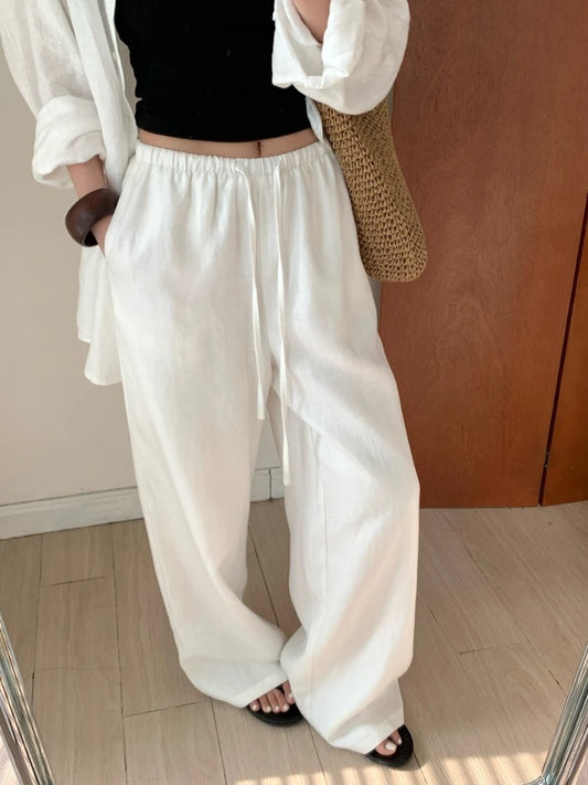Lauxs - Elegant Linen Wide-Leg Trousers