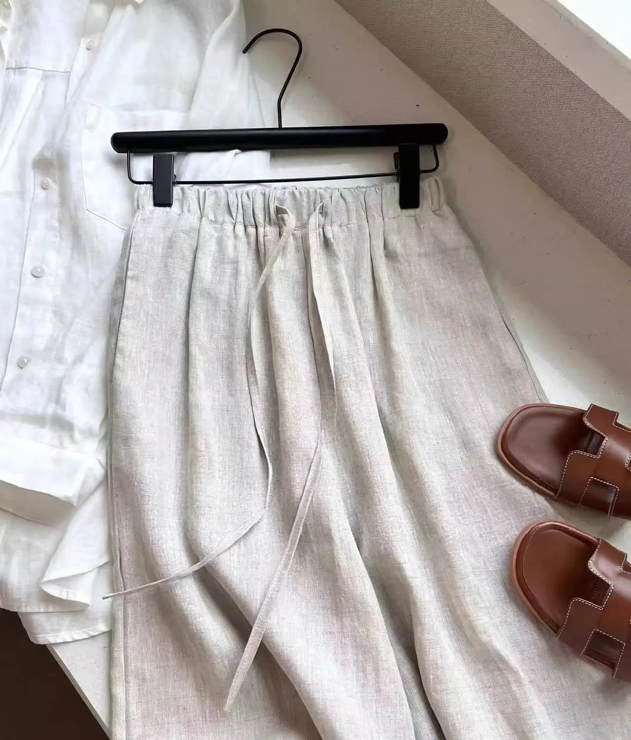 Lauxs - Elegant Linen Wide-Leg Trousers