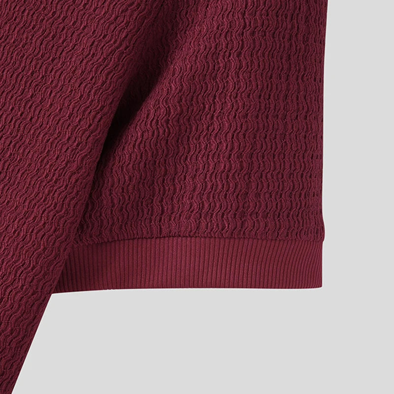 Men's Textured High-neck Tee by Lauxs