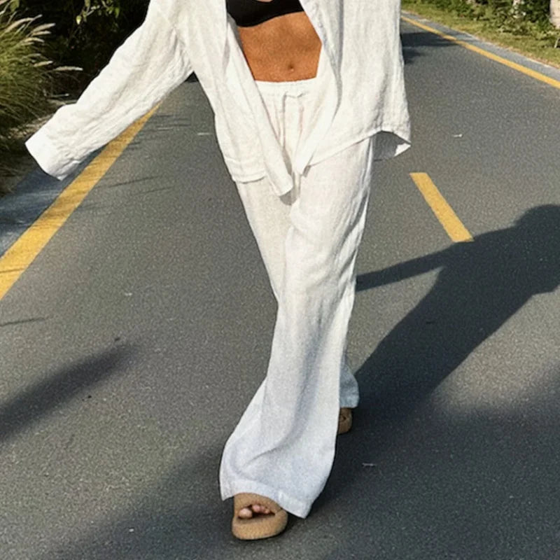 Lauxs Women's - Exquisite High-Waisted Linen Trousers