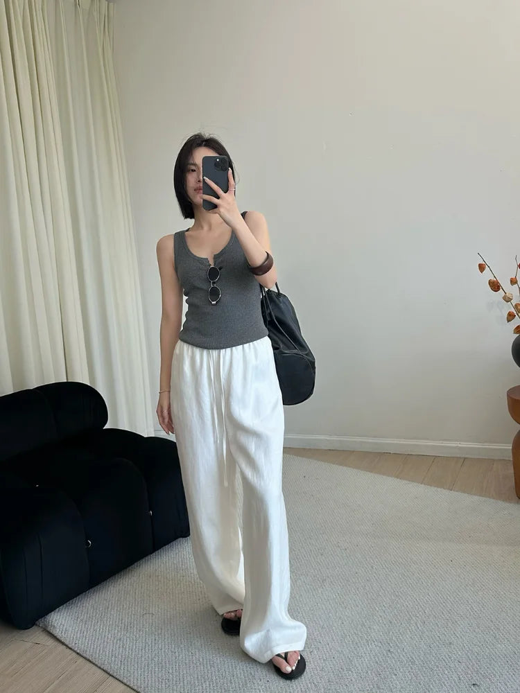 Lauxs - Elegant Linen Wide-Leg Trousers