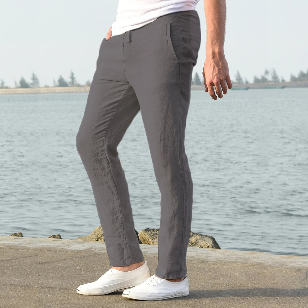 Lauxs Men's - Sophisticated Cotton and Linen Trousers