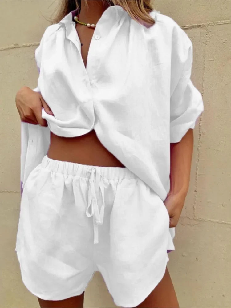 Lauxs Women's - Cotton Linen Summer Ensemble