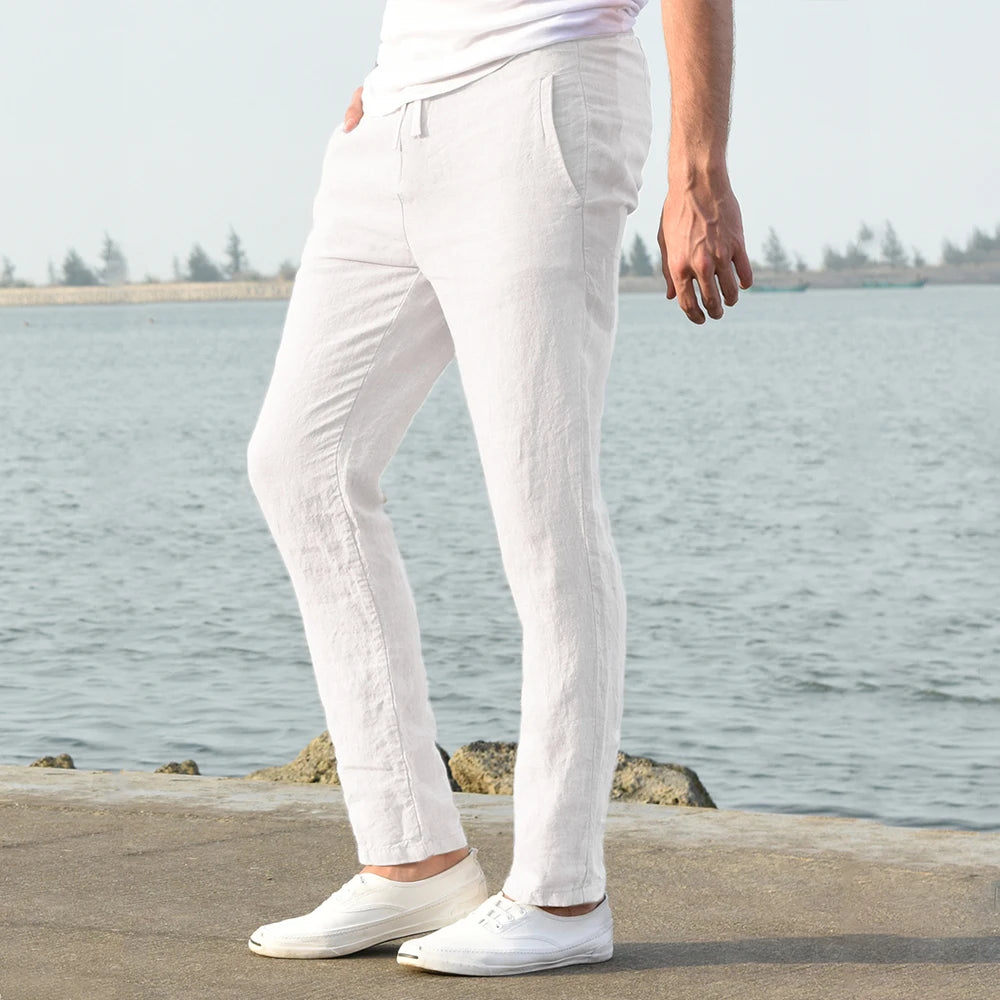 Lauxs Men's - Sophisticated Cotton and Linen Trousers