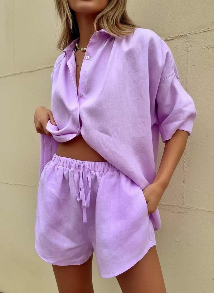 Lauxs Women's - Cotton Linen Summer Ensemble