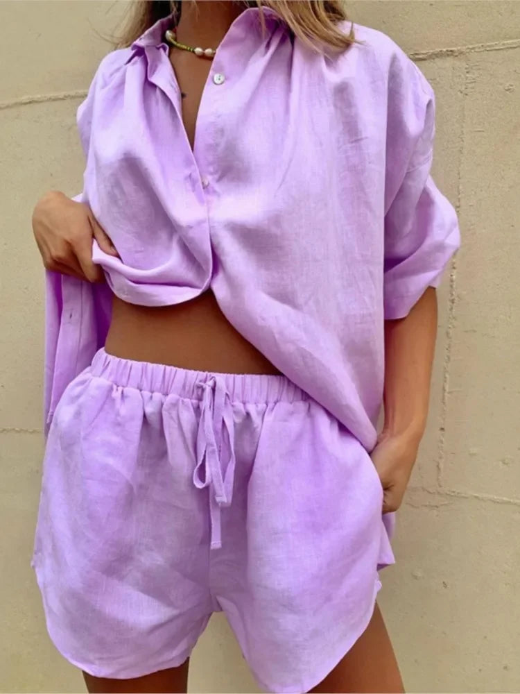 Lauxs Women's - Cotton Linen Summer Ensemble