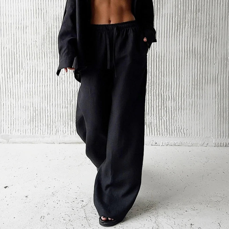 Lauxs Women's - Exquisite High-Waisted Linen Trousers