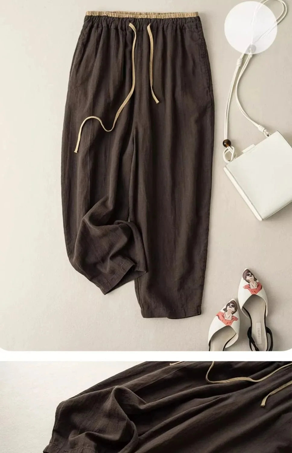 Elegant Cotton Linen Harem Trousers by Lauxs