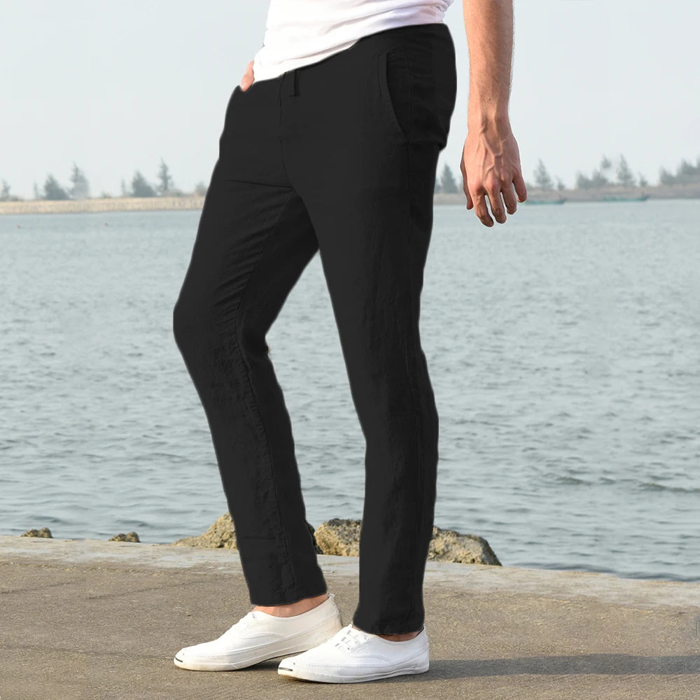 Lauxs Men's - Sophisticated Cotton and Linen Trousers