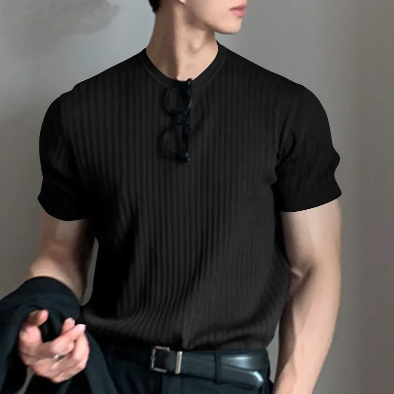 ribbed crew neck shirt - premium cotton