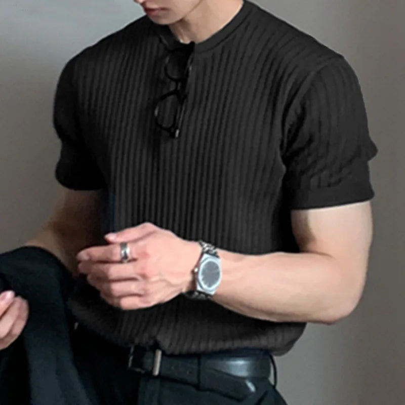 ribbed crew neck shirt - premium cotton