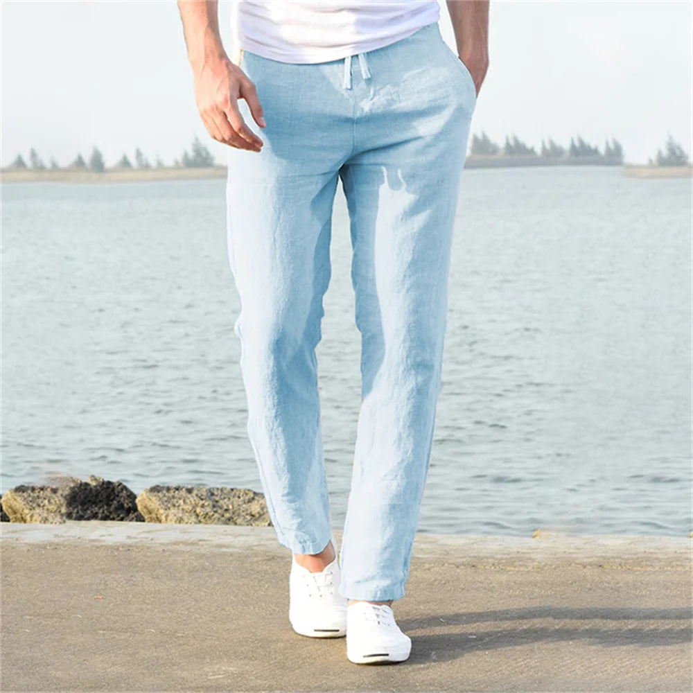 Lauxs Men's - Sophisticated Cotton and Linen Trousers