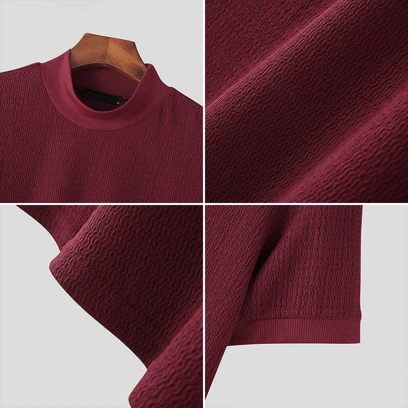 Men's Textured High-neck Tee by Lauxs